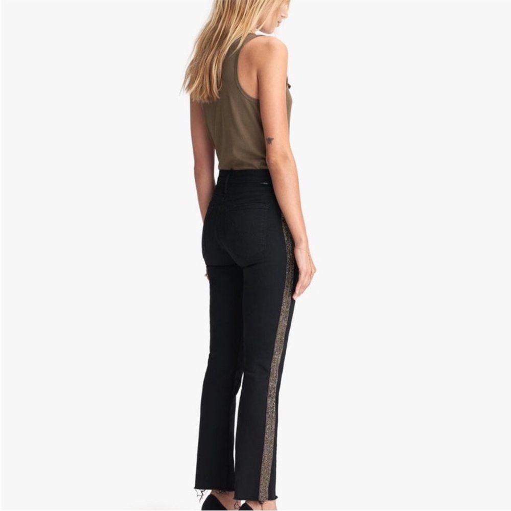 Mother The Rascal Ankle‎ Fray Jeans Guilty Treasures Black Beaded Sides - Picture 2 of 6